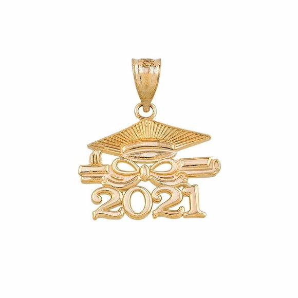 10k Gold Class of 2021 Graduation Diploma Pendannt